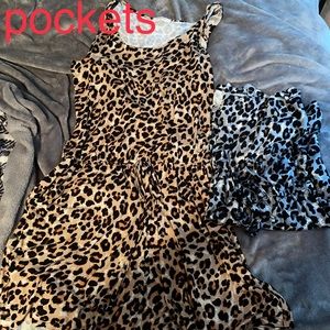 Leopard sleeveless romper with pockets